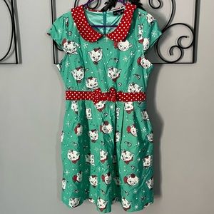 Sourpuss Retro Christmas Cat Dress